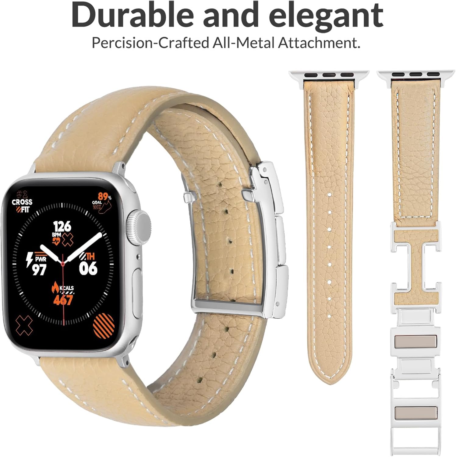 Leather Magnetic Band Compatible with Apple Watch Bands 38mm 40mm 41mm 42mm 44mm 45mm 46mm 49mm for Women Men,Top Grain Leather Designer Replacement Strap for iWatch Ultra SE Series11/10/9/8/7/6/5/4/3/2/1 - Image 2