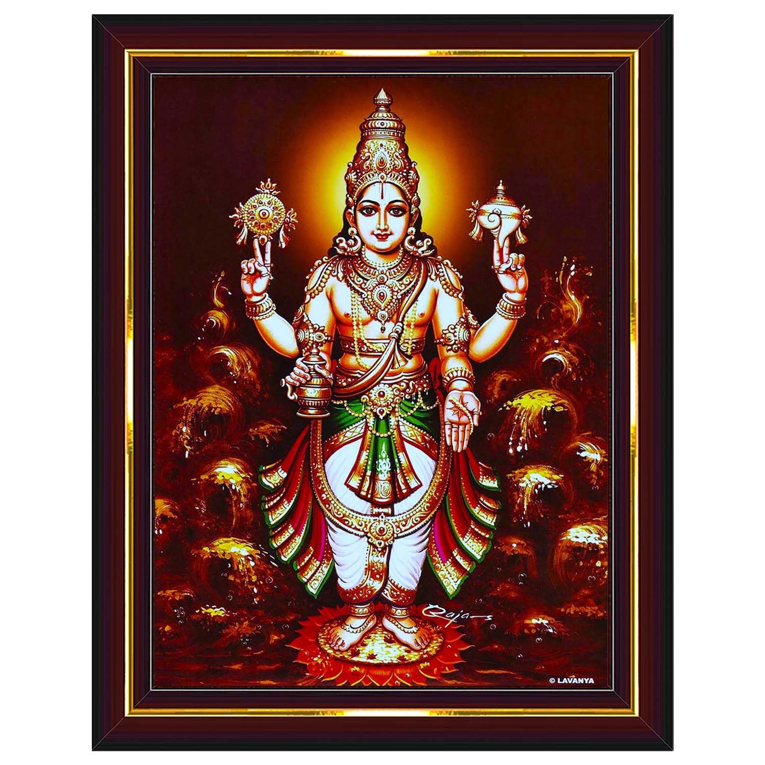 Pavan Photo Laminations Dhanwantari Dhanvantari Dhanvantri Dhanwantri Wall Painting Framed Home Decor (Wood,Matte,Brown,Small Size,6 x 8 Inch) B650S-image-45