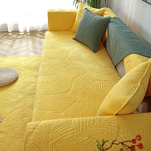 Miniatura 4 de vctops Funda de algodón con diseño bordado de hoja de palmera para sofá seccional, funda para sofá, para perros, gatos y mascotas, para sofá