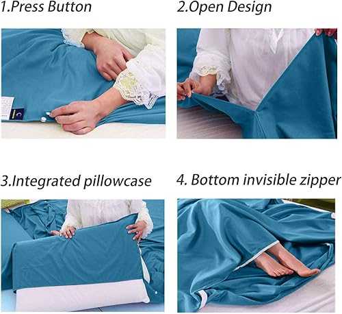 Miniatura 9 de MongByYa Saco de dormir ligero compacto saco de dormir portátil limpio hoja de viaje camping cama para mochileros hotel senderismo