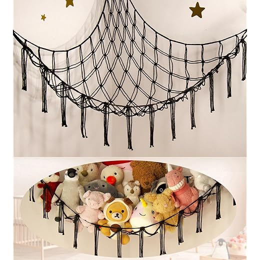 Stuffed Animals Storage Hammock Net Corner - Large Cool Y2K Adult Toy Hammock Hanging Organizers Storage - Boys Room Decor - Funny Stuff Goth Decorations
