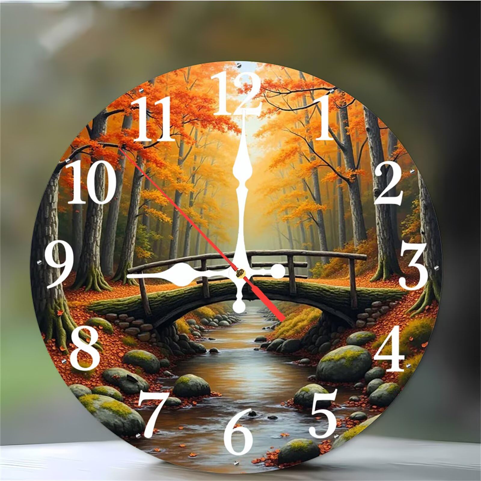 Horloge murale 30 cm Woods River Bridge silencieuse pour salon