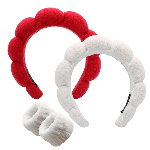 The trend collection Diadema de spa para lavar la cara con pulsera, juego de 2 diademas de maquillaje de esponja para mujeres, cuidado de la piel de