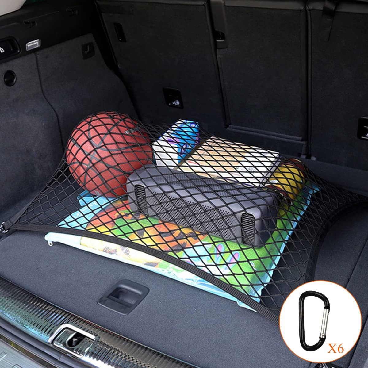 2 Pezzi Rete Per Bagagliaio Auto 120x90 Cm - Rete Elastica In Nylon Con 24 Ganci, Per Furgoni E Camper - Foto 9