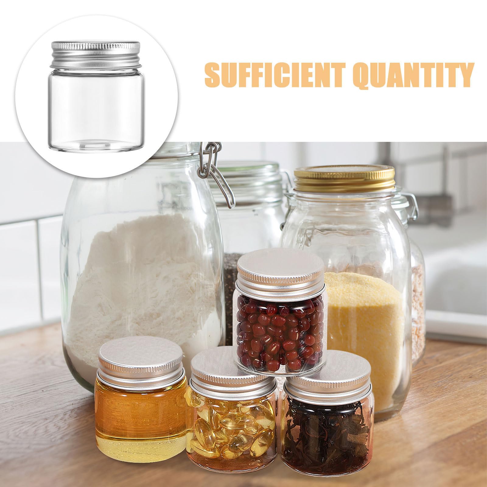 30 Kleiner Dichtglasgläser 50ml aus Glas und Aluminium mit Deckel | Honig, Marmelade, Gelee, Breite Öffnung, Kompakt, 30 Stück, Partybeutel und Bastelbedarf
