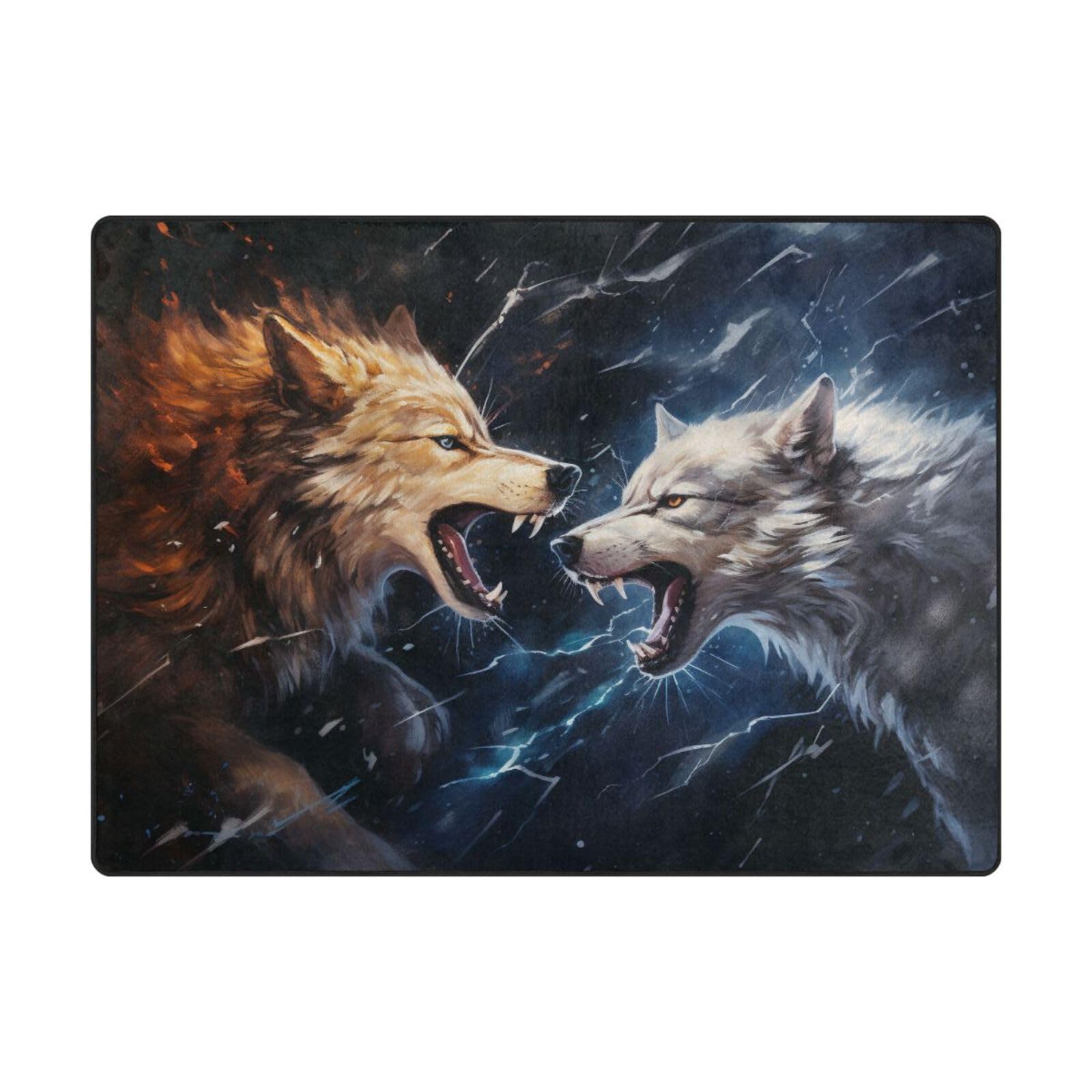 Grand tapis loup hurlant 203x147 cm Mnsruu pour salon moderne