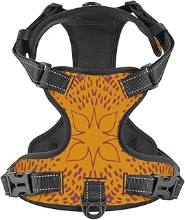 No Pull Dog Harness for Large Dogs Easy Walk Dog Vest Adjustable Collars Harnesses & Leashes Set Breathable Oxford Outdoor Walking Safety Reflective Strip Boho Style Simple Pattern Prints