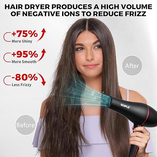 Miniatura 4 de Kit de secador de pelo profesional de 21 piezas, iónico, ligero, de bajo ruido, temperatura constante, secadora de 1800 W para mujeres y hombres,