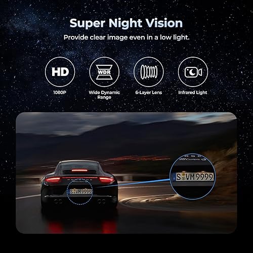 Miniatura 4 de PRUVEEO Cámara de tablero de espejo de 12 pulgadas, cámara de 4 canales FHD 1080Px4, frontal, izquierda, derecha y trasera, cámara de espejo