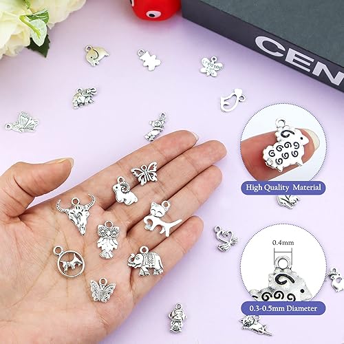 Miniatura 4 de JIALEEY Wholesale 100 PCS Mixed No Repeated Silver Pewter Smooth Metal Charms Pendants DIY for Necklace Bracelet Dangle Jewelry Making and Crafting,