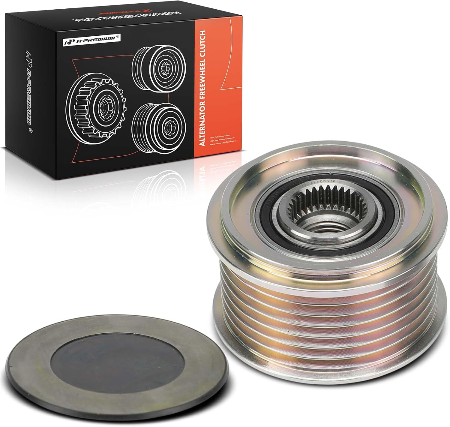 A-Premium Alternator Freewheel Clutch Pulley, 5 Grooves, Compatible with Volkswagen Jetta 2005-2014, Golf 2010-2014, Beetle 2012-2014, Rabbit 2006-2009, 2.5L, Clockwise