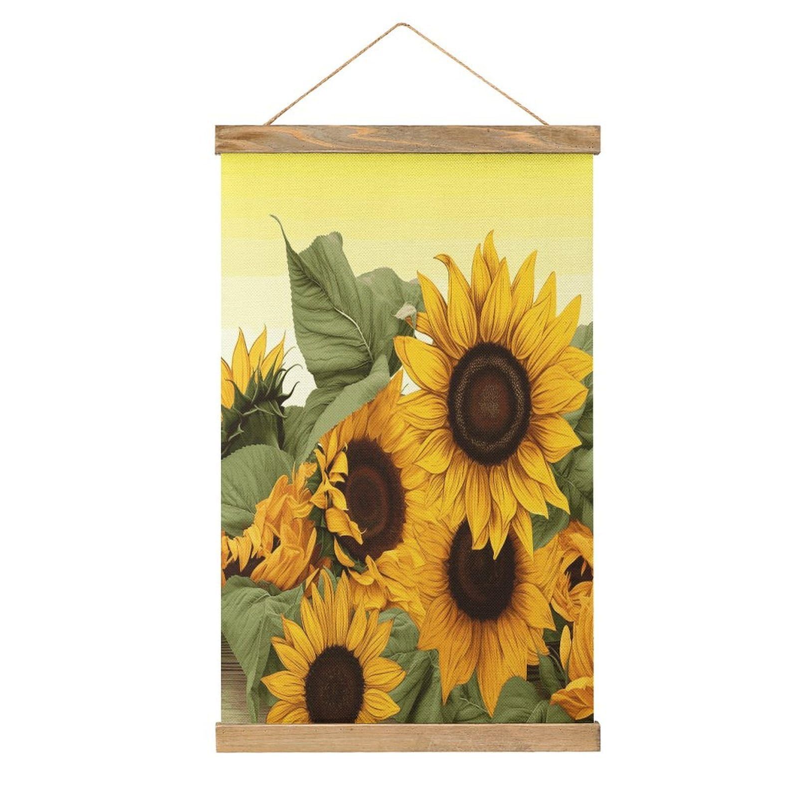 FekiLoot Sunflowers Floral Linen Hanging Painting Vintage Poster Hanger Frame Wall Decor Art Painting Printed on Linen Without Fading Living Room Office Bedroom Playroom Apartment Decor