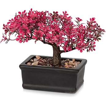 Artificial Bonsai in Pot Artificial Bonsai Tree Bonsai Artificial Plant Like Real Japanese Decorative Artificial Tree Bonsai Podocarpus Artificial Indoor Plants for Bathroom Decoration Desktop Office Windowsill Small