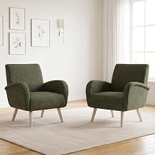Ya-Home Tub Accent Chair 2PCS Chenille Armchair for Living Room, Green