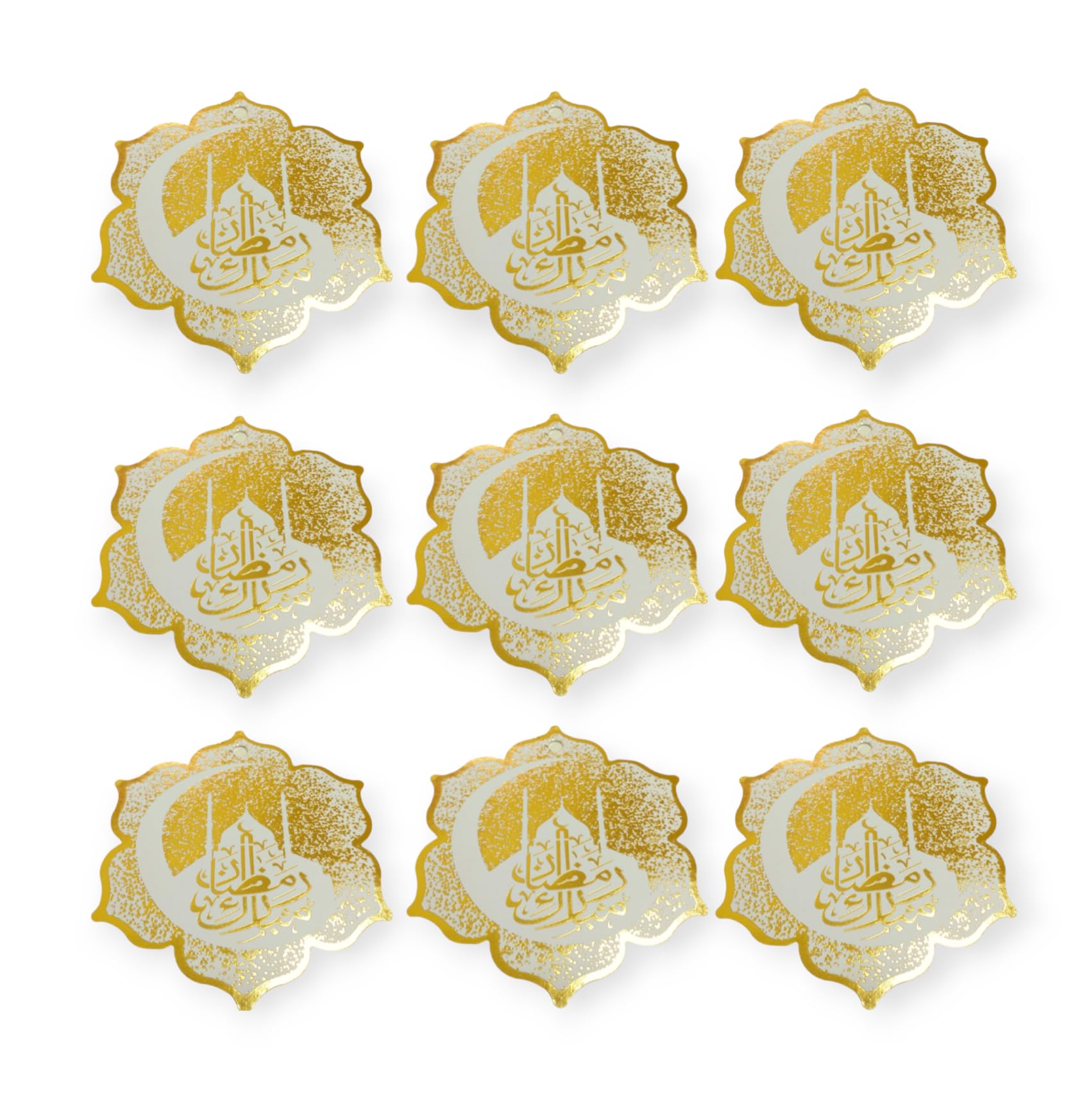 FAM 12pcs Gold Foil Ramadan Gift Tags - Ramadan Mubarak & Eid Mubarak Gift Wrap Tags