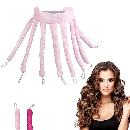 FURREN Octopus Heatless Lockenwickler – Oktopus-Form, Hautfreundlich, Für Lange Haare, Rosafarben, Lockt Ohne Hitze über Nacht