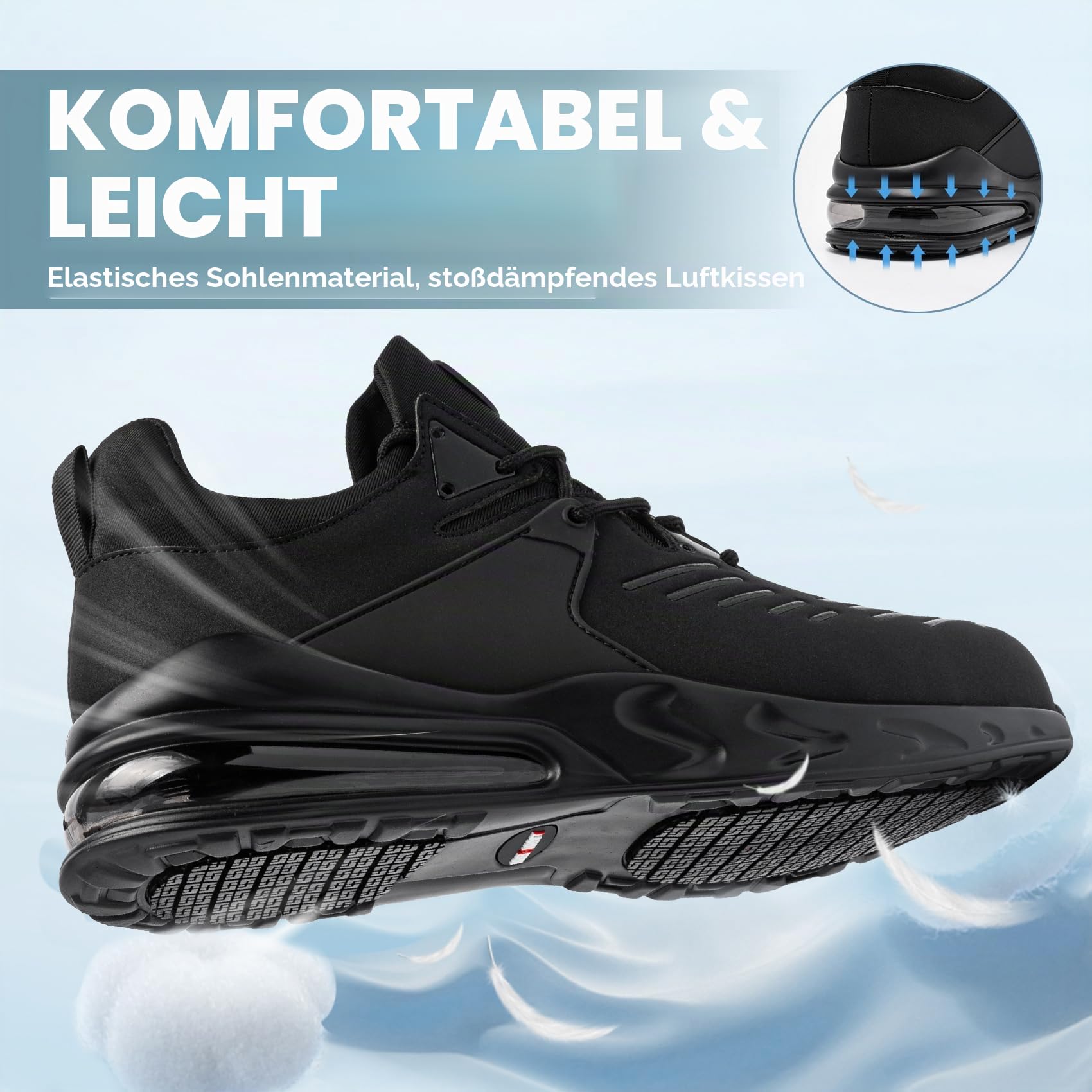 LARNMERN PLUS Wasserdicht Arbeitsschuhe Sicherheitsschuhe Herren Damen | Sicherheitsschuhe Rutschfest SRC Mid-Top Komfort Sportlich Schutzschuhe Arbeits Stahlkappenschuhe Dämpfung Bequeme