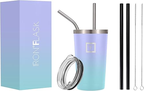 IRON FLASK Vaso clásico de 16, 24 o 32 onzas, acero inoxidable aislado al vacío, frío o caliente, moderno de doble pared, simple vaso térmico de