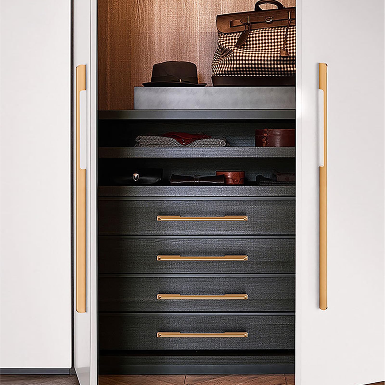 Griffe für Schränke Gold Lang,2 Griffe Küche Modern Massive Aluminium | Eloxierte Oberfläche Bügelgriff Lochzentren: 96 - 960 mm Schubladengriff für Schublade Küche Badezimmer 960mm/37.8in