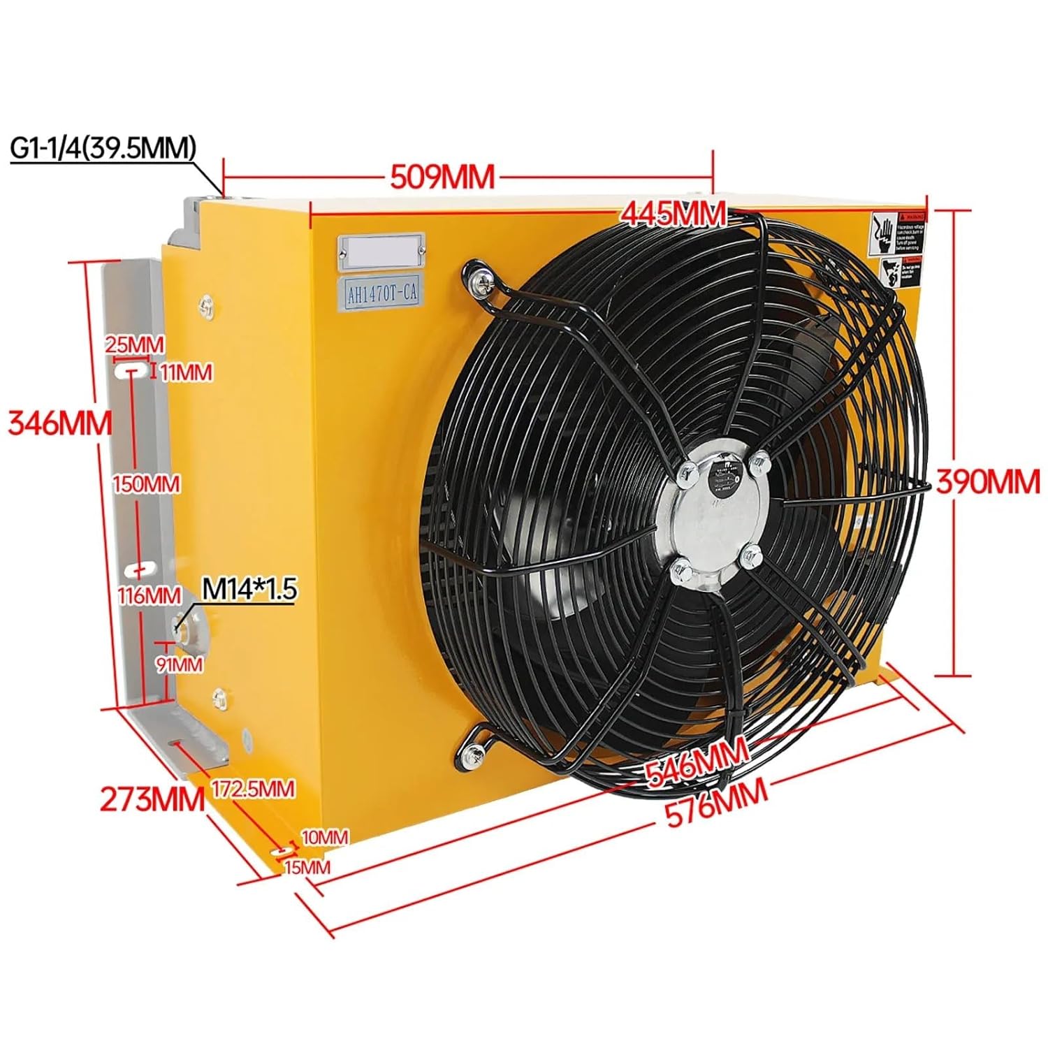 8.8KW Hydraulic Oil Air Cooler AH1470T-CA 200L/min Hydraulic Radiator Fan CNC Machine Tool Efficient Shock Absorption(AC380V)