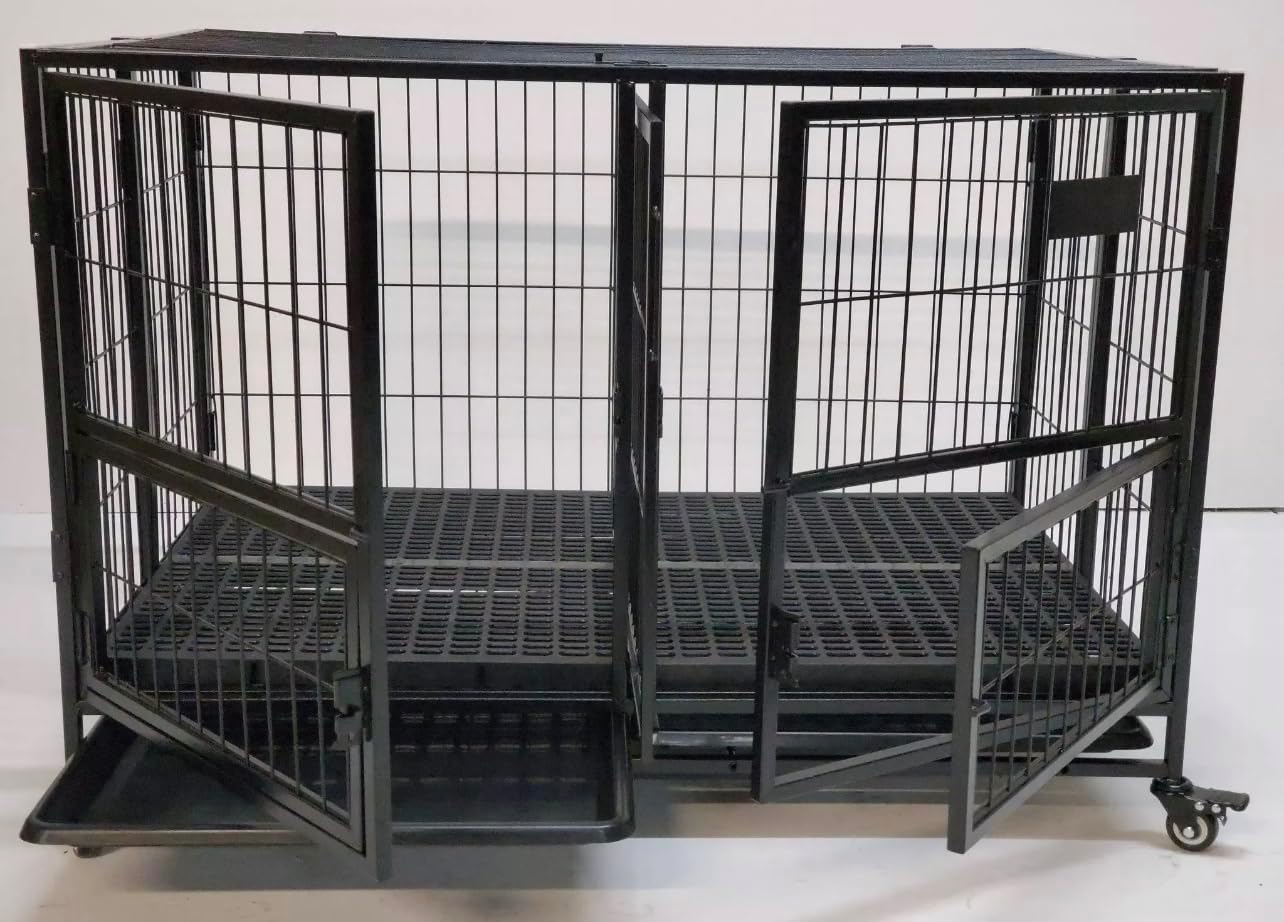 Heavy Duty Dog Crate Dog Cage Pet Kennel with Tray Two