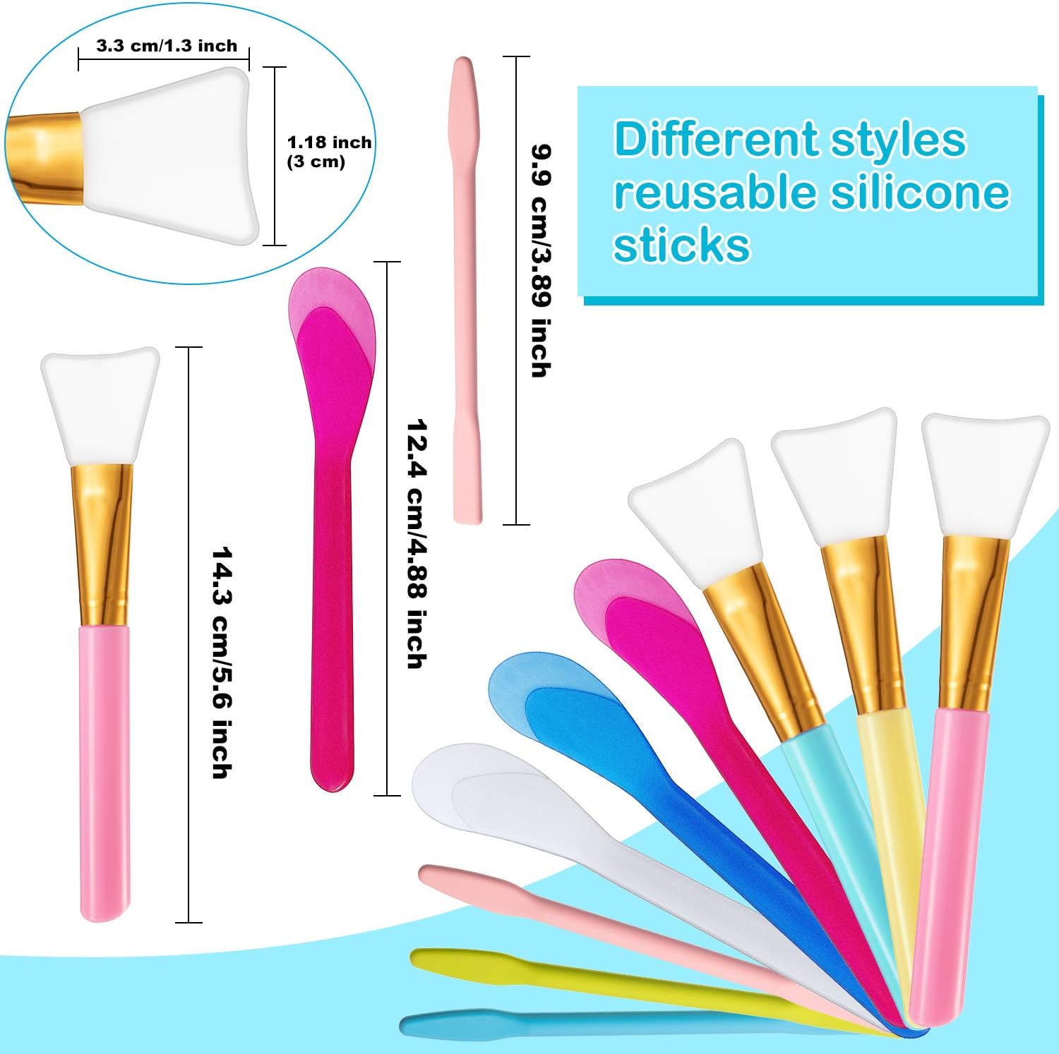 19 Pieces Resin Tools Set, A3 Large Silicone Sheet, 100 ml Measuring Cups, Silicone Mixing Cups, Silicone Brushes Stir Sticks Mixing Spoons for Epoxy Resin Crafts Painting (Blue)