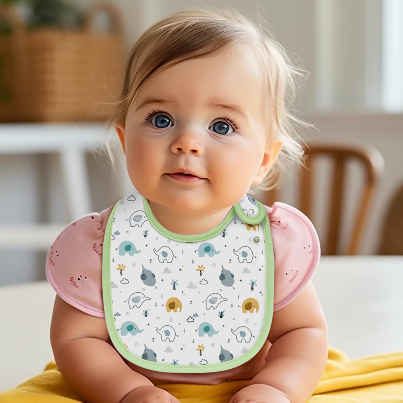 Maiwamita 6 Pack Waterproof Cotton Baby Bibs for Girls Boys for Drooling Eating with Snaps (multi6) - Image 4