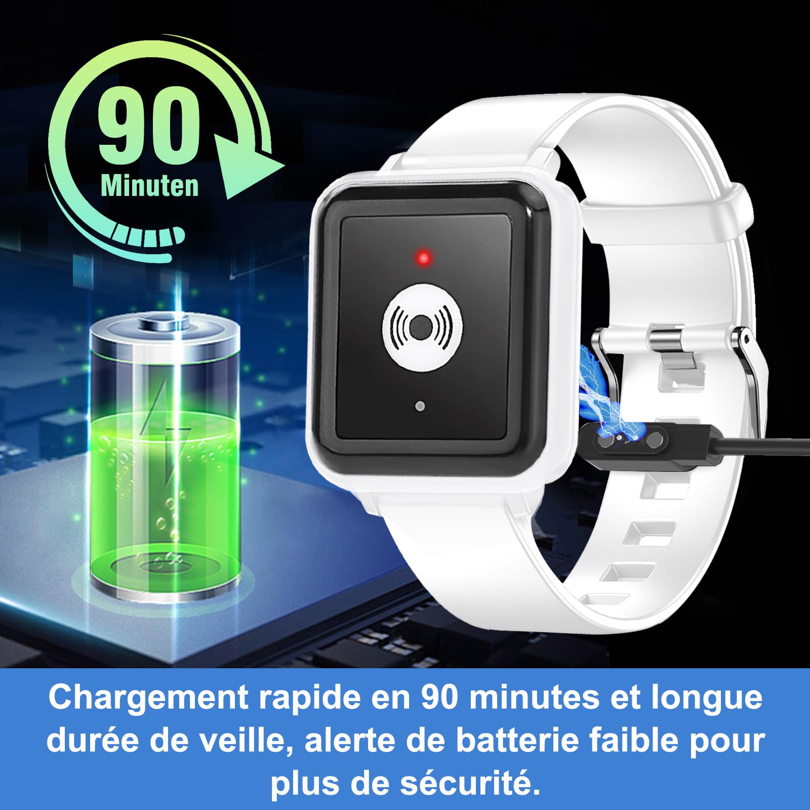 Daytech WiFi Tuya Intelligent Bracelet Alarme Personne Agee,Bouton Alarme Personne Agee,A Utiliser Lorsque Les Personnes âgées Ont Besoin d'aide (Noir 3-1)