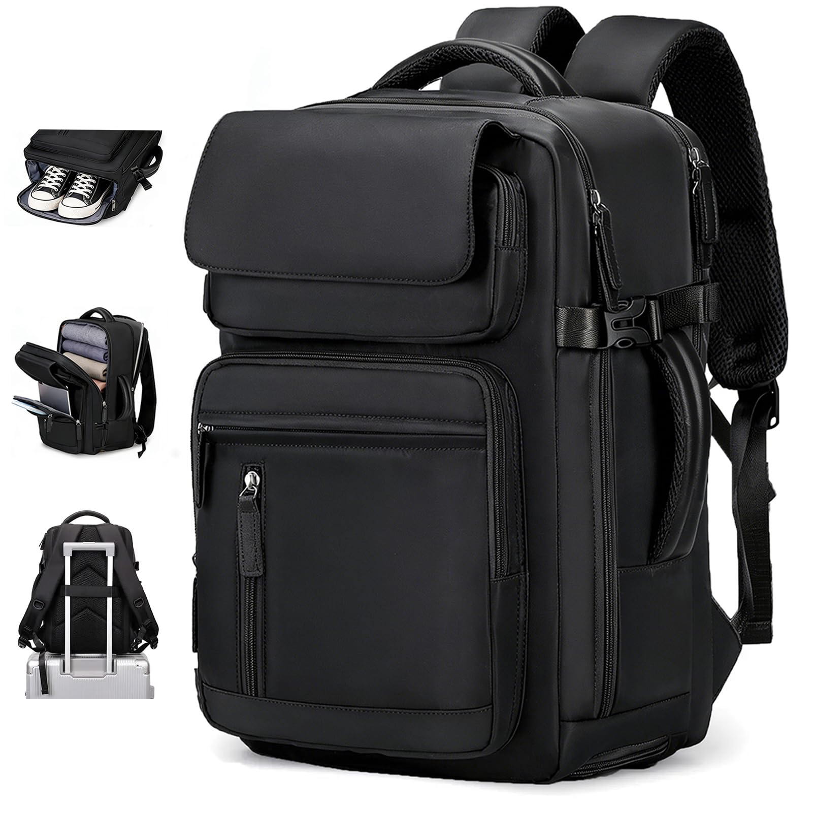 CORATED Unisex Erweiterbarer Reise Rucksack, Laptop Rucksack mit Separatem Schuhfach, als Handgepäck Geeignet, Ideal für Reisen, Arbeit und Wandern