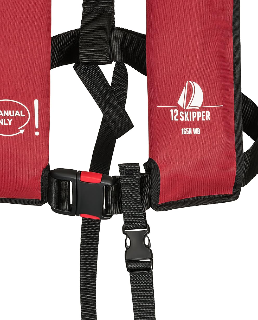 4er-Set 12skipper Rettungsweste 165N ISO mit manueller Auslösung, rot inkl. 4 Wartungskits