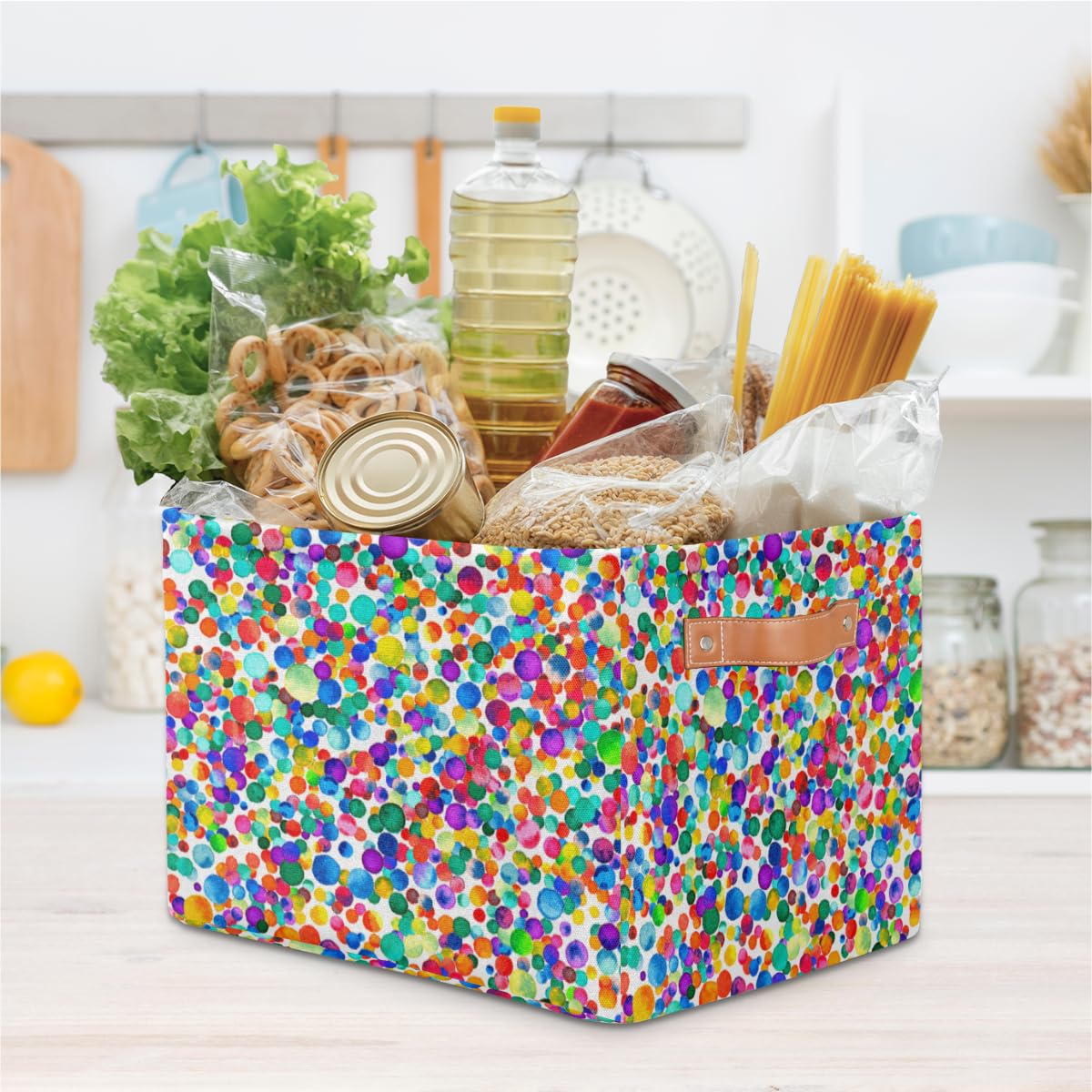 TropicalLife Große Aufbewahrungsbox, gepunktet, 2 Stück, faltbar, Stoff, Aufbewahrungskorb, Schlafzimmer, Zuhause, Büro, Kinderzimmer, Organizer für Spielzeug, Kleidung