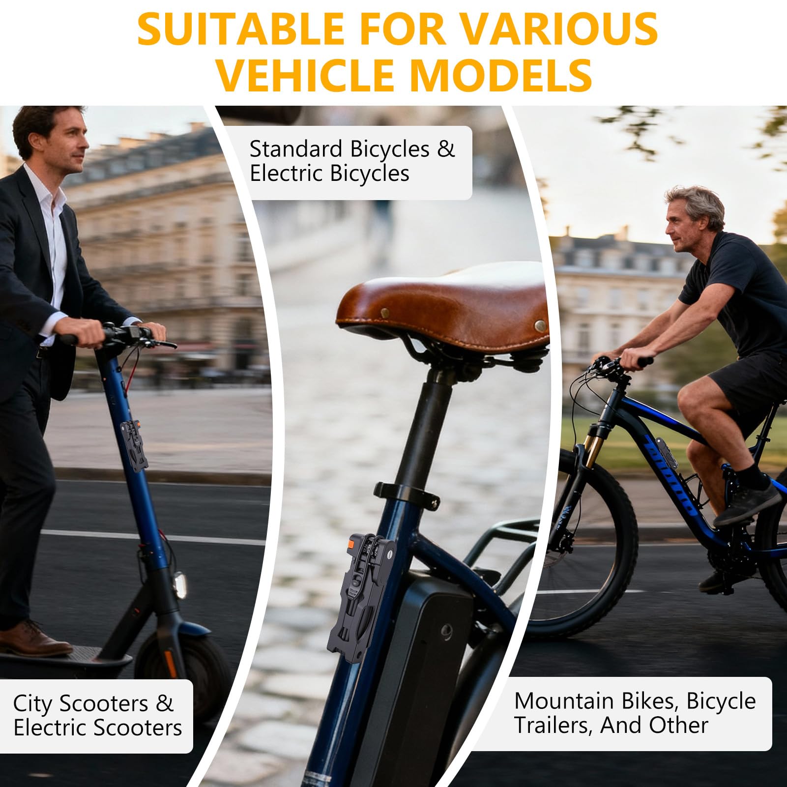 Antirrobo plegable para bicicleta, antirrobo de alta seguridad de combinación de 4 dígitos, antirrobo plegable compacto con soporte de fijación para bicicletas, scooters y motocicletas