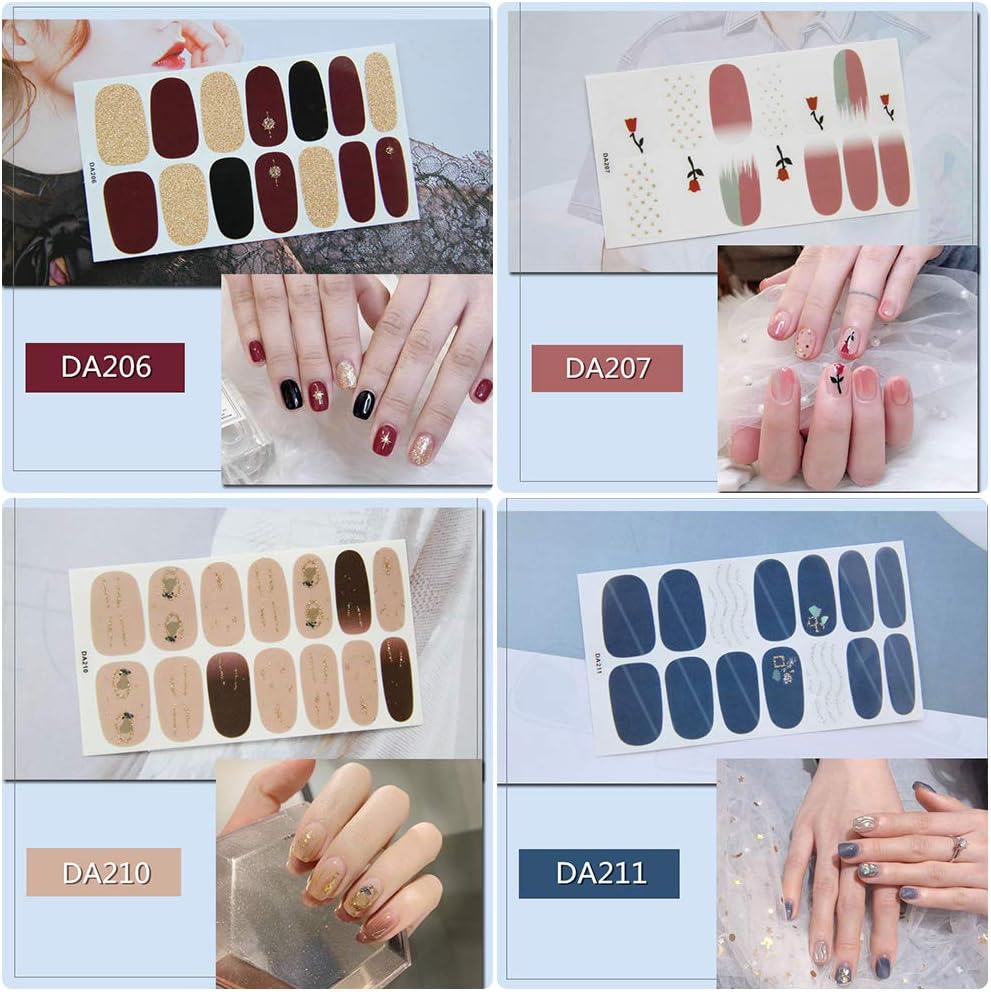 14 Sheets Full Wraps Nail Polish Stickers,Self-Adhesive Nail Art Decals Strips Manicure Kits Nail Art Designs for Women Girls