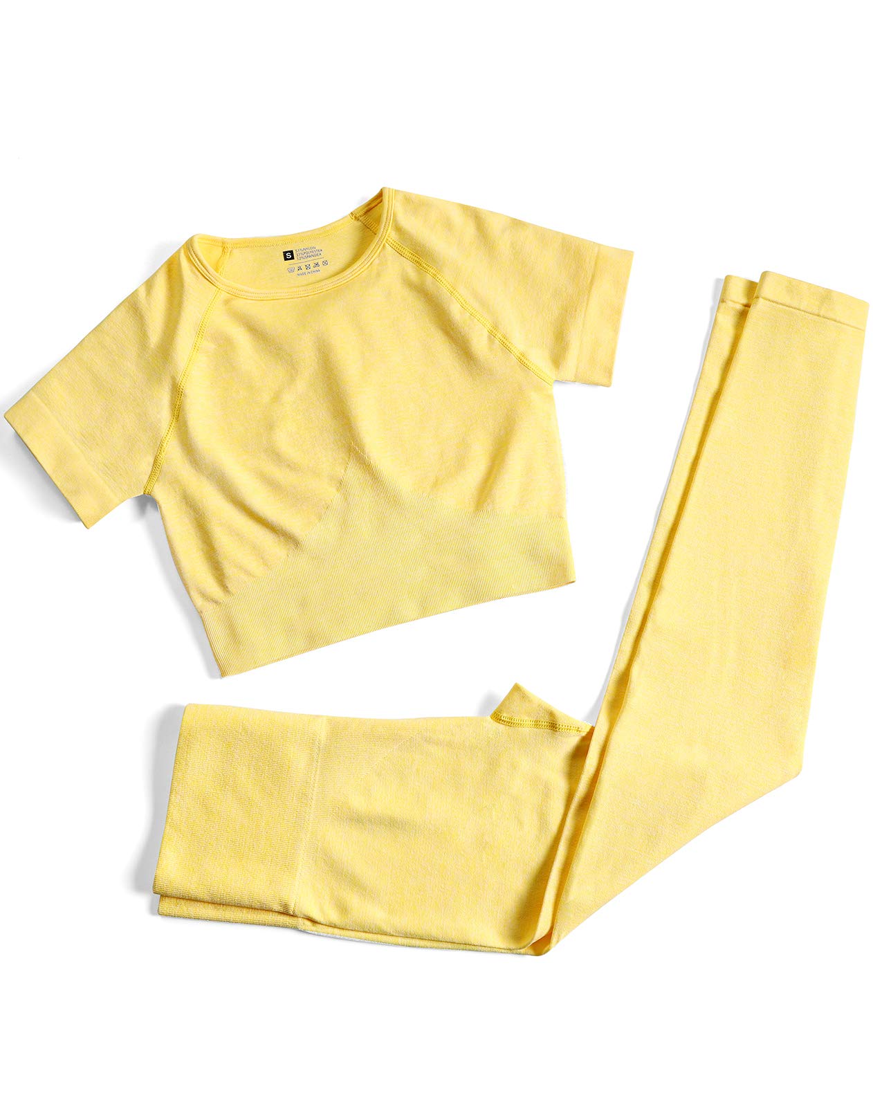 PINKSAVIORWorkout Sets for Women Two Piece Outfits Seamless High Waist Leggings Yoga Crop Tops Athletic Sports Gym Sets