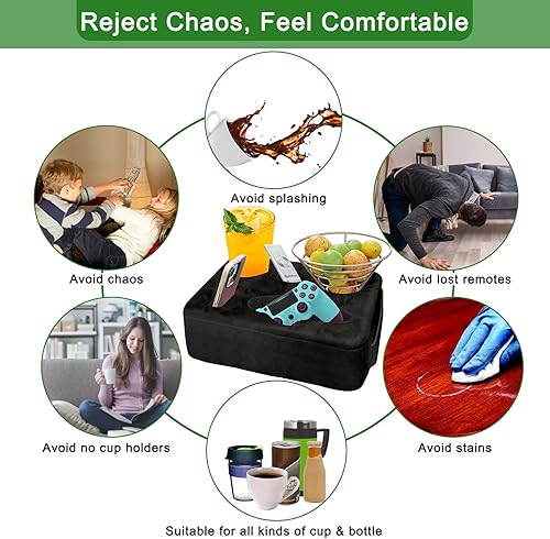 Miniatura 6 de Cojín Portavasos para Sofá Cama, Portabebidas Nisdoing de 5 Orificios para Sofá Mantén las Bebidas al Alcance y Conserva la Temperatura, Evita