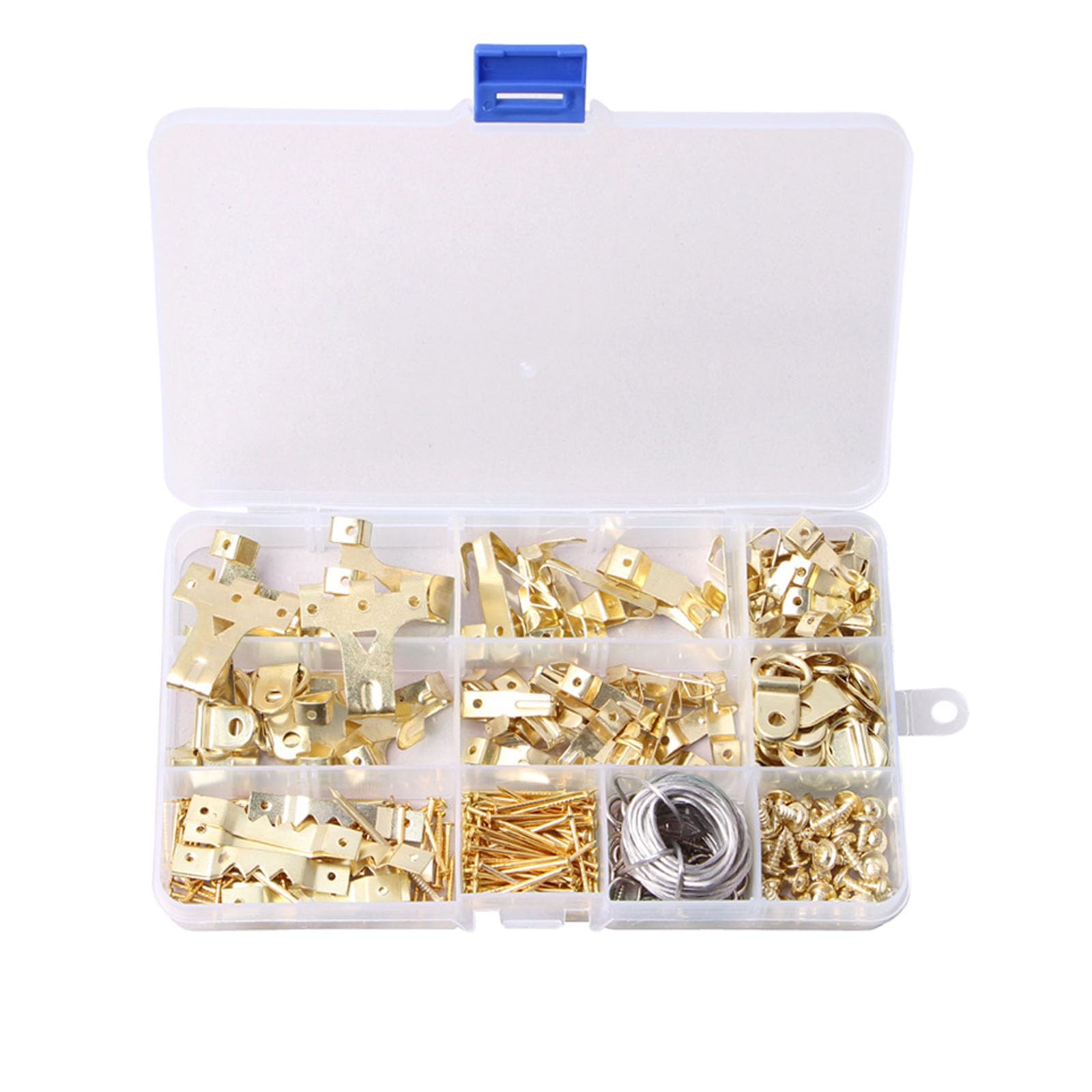 Gqunit Silver 220Pcs Picture Hooks Picture Hanging Kit Heavy Duty Picture Hangers With Picture Wire, Nails, Sawtooth, D Ring, Screw Eyes