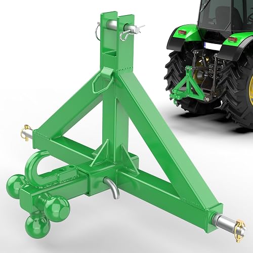 3 Point Trailer Hitch 2” Receiver for Cat 1 Tractor Quick Hitch Attachment | Heavy Duty Category 1 Tractor Drawbar 3pt Hitch Towing Ball Hitch with Hook for Kubota, John Deere Subcompact Farm Equipment