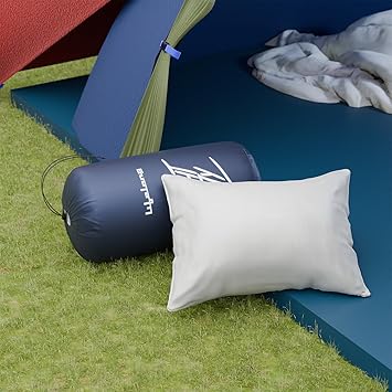 Lifelong Pillow for Camping-Neck Pillow for Travel-Travel Accessories Use While Sleeping in Airplane,Car,Hammock Bed&Camp -Car Pillow with Portable Bag -Small Portable Pillow for Adults&Kids,Grey - image, photos