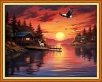 Vista 14 de Dimensean Kits de punto de cruz estampados, gama completa de patrones de bordado, kits de iniciación para principiantes y adultos, kits de punto