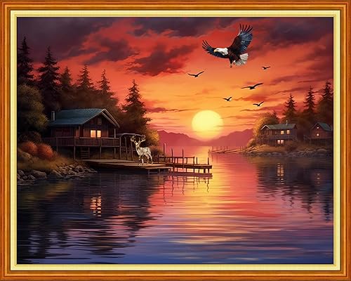 Miniatura 14 de Dimensean Kits de punto de cruz estampados, gama completa de patrones de bordado, kits de iniciación para principiantes y adultos, kits de punto