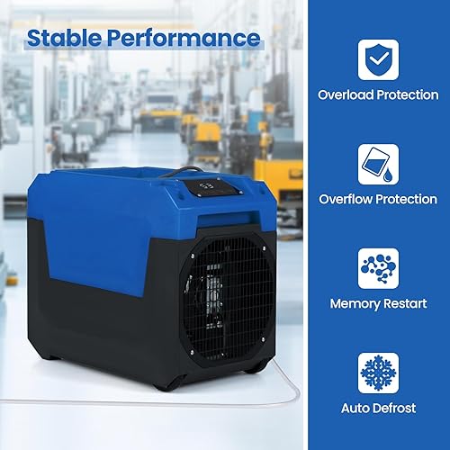 Miniatura 5 de COSTWAY Deshumidificador comercial de 140 pintas con bomba, deshumidificador industrial portátil con manguera de drenaje para sótanos, lugares de