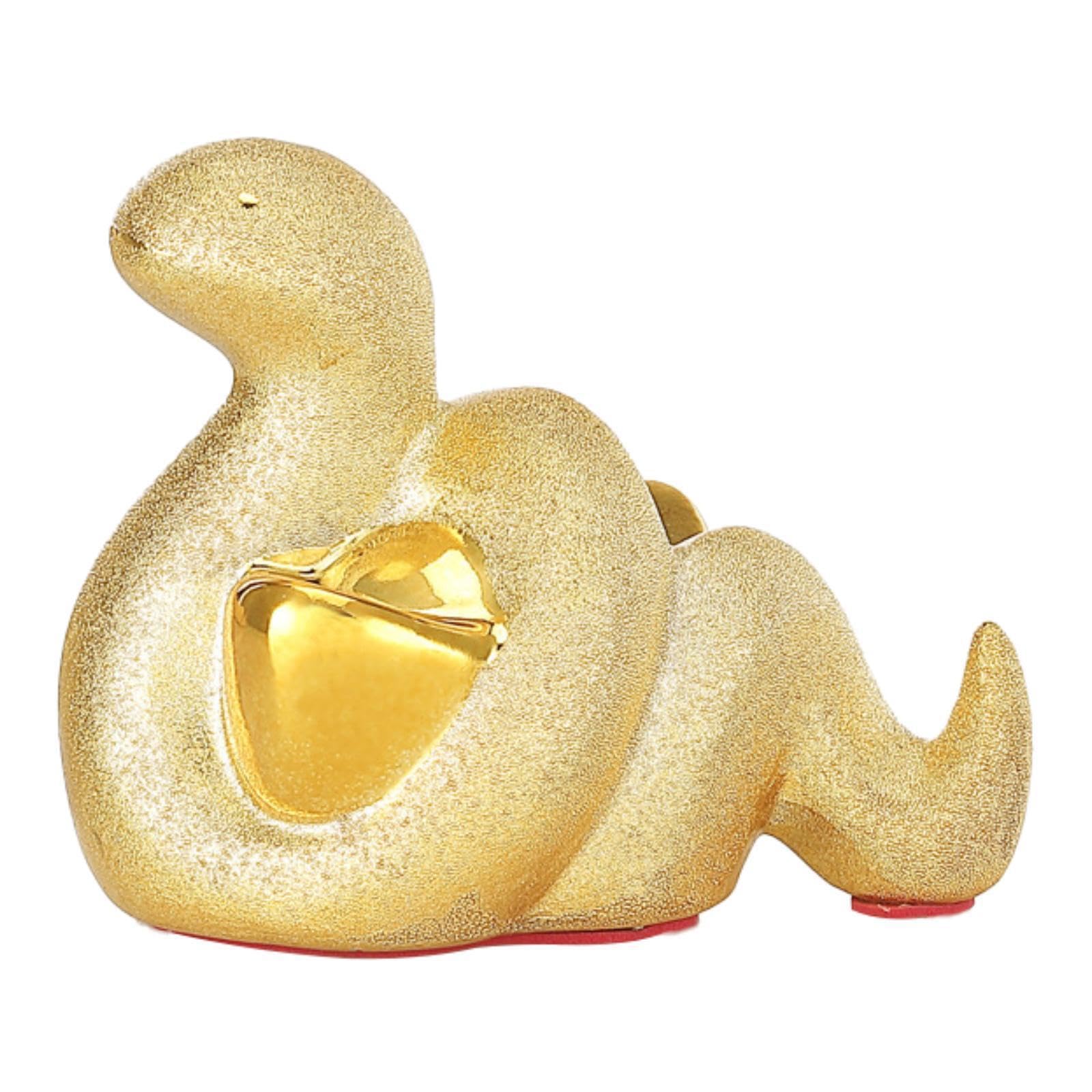 PIXZCSA Unique Snake Piggy Bank Elegant Ceramic Sculpture For Home Office Spaces And Gift Opportunities Bookshelves Ceramic Statue Figurine Home Office, Golden, 12x6.5x9cm