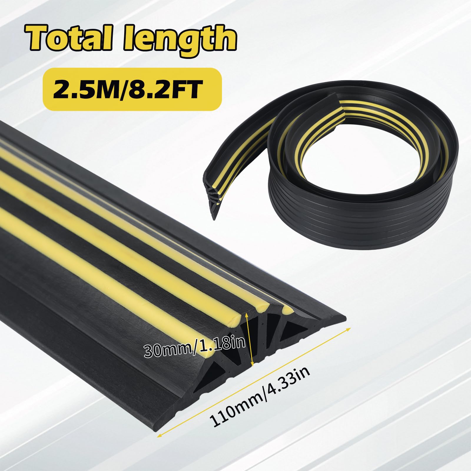 CEIEVER Joint Seuil Porte de Garage 2.5M 110X30MM en Caoutchouc d'Étanchéité Universelle