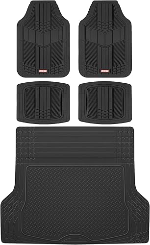 Motor Trend DualFlex - Alfombrillas de goma de dos tonos con forro de carga para maletero, delantero y trasero, se adapta a la mayoría de