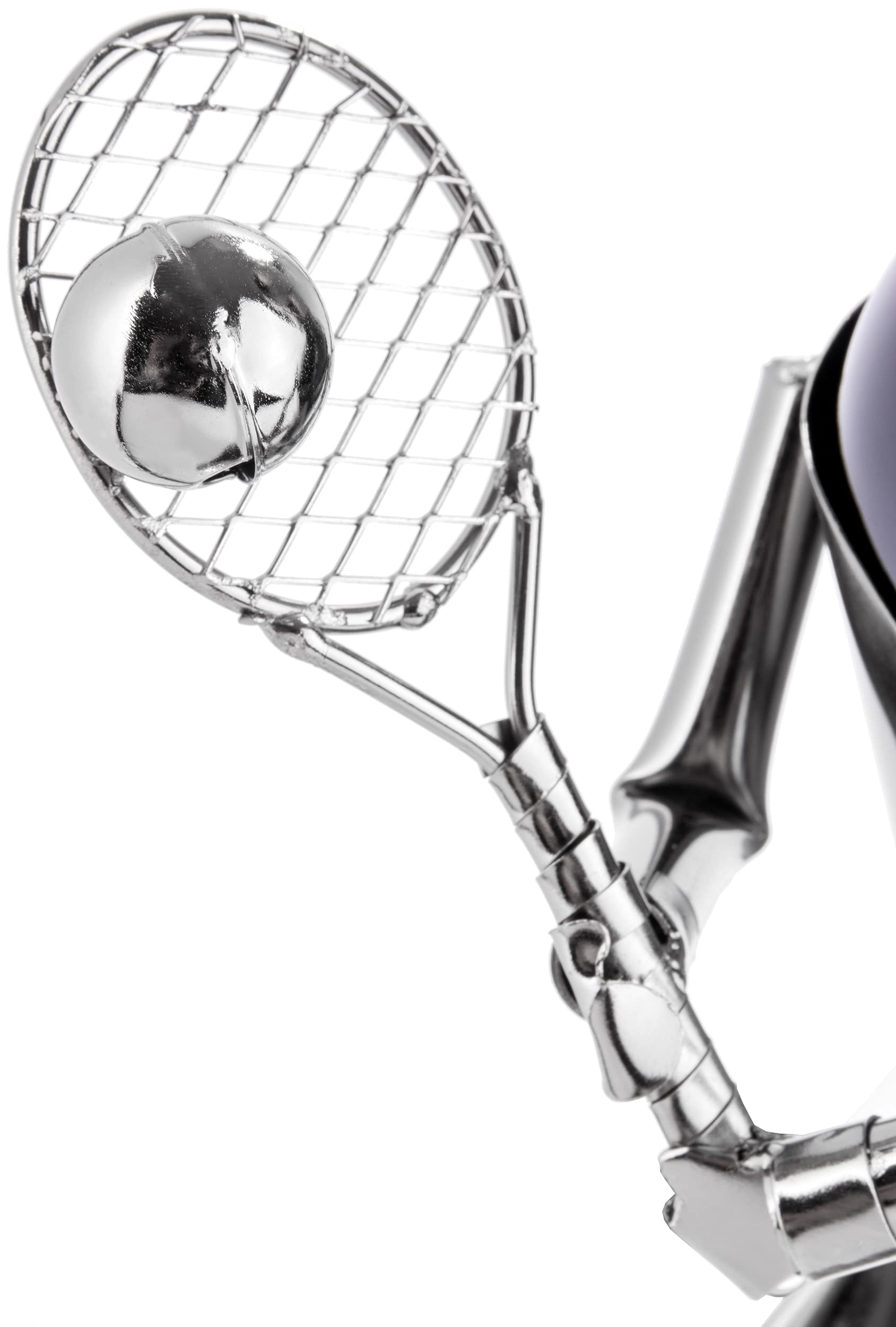 Brubaker Portabottiglie Giocatori di Tennis - Portabottiglie a Scultura in Metallo - Regalo di Vino per Gli Appassionati di Tennis con Biglietto D'Auguri