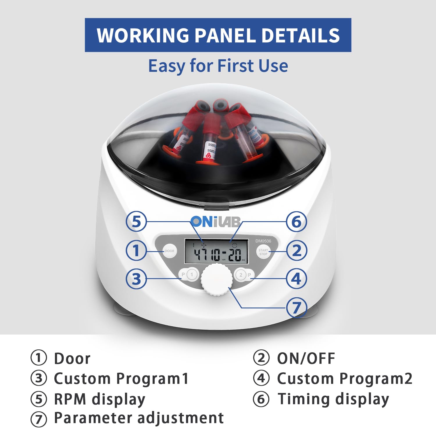 ONiLAB Lab PRP Benchtop Centrifuge 6x15mL/10mL/7mL/1.5-5ml