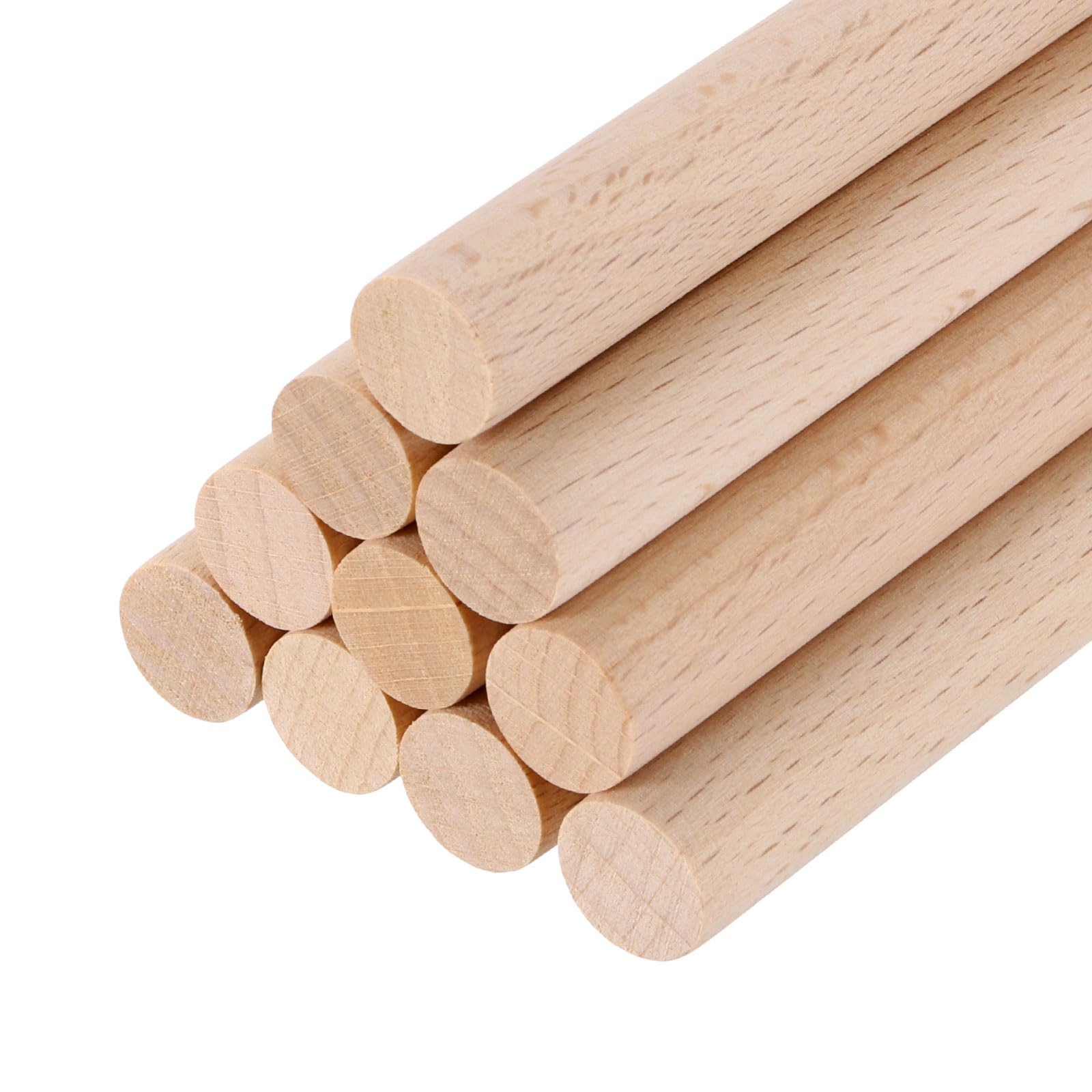 sourcing map Wooden Dowel Rods,10mmx100mm Round Wooden Rod Unfinished Solid Wood Sticks Crafts Wand for Arts Decoration, Craft and DIY Projects Wand,Pack of 10