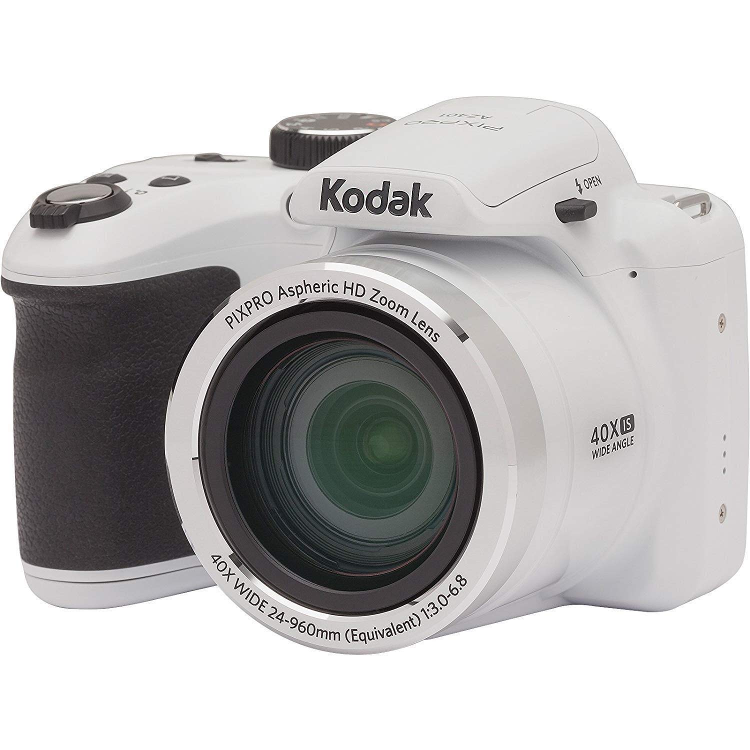 Amazon.com : Kodak PIXPRO AZ401 Astro Zoom Digital Camera (White) Bundle  with Kodak 32GB SDHC Memory Card and Rapid AA Battery Charger with 4 AA  Batteries (3 Items) : Electronics
