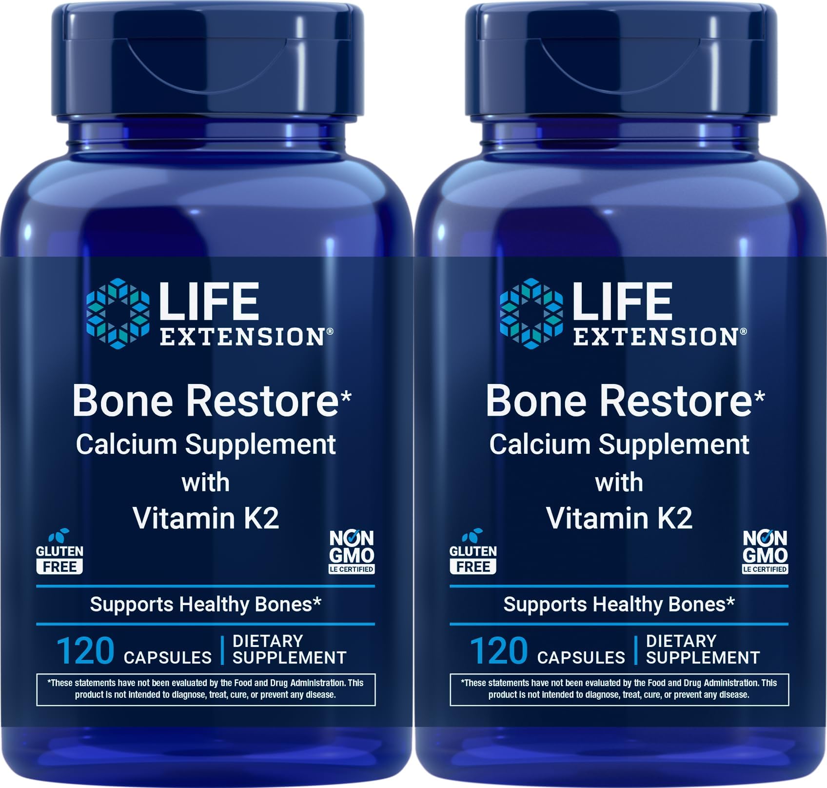 Life Extension Bone Restore with Vitamin K2, 120 Caps (2-Pack)