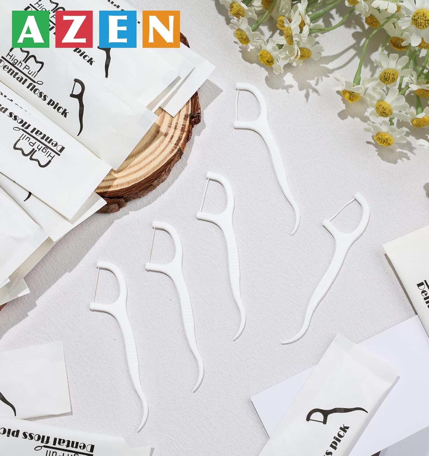 AZEN 2500 Count Dental Floss Bulk, Individually Wrapped Floss Picks, Toothpicks Flossers for Adults, Ideal Travel Flossers for Deep Cleaning